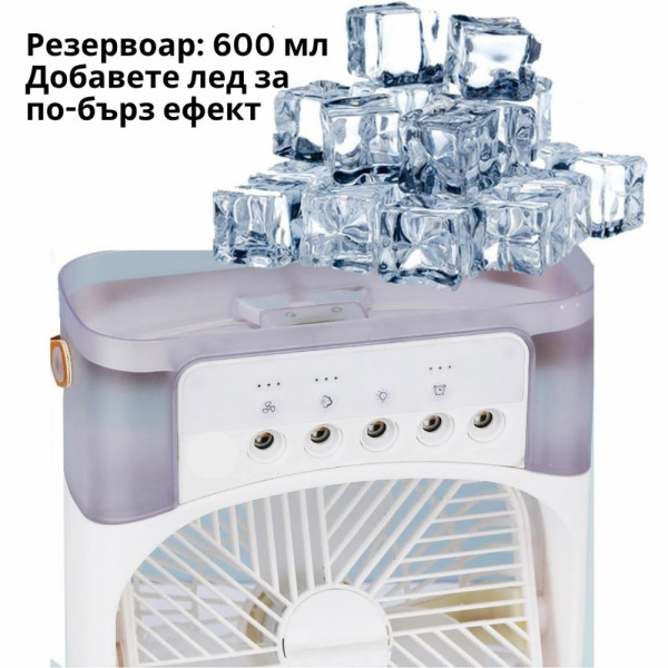 3 в 1 MINI 5-HOLE ICE Pro охладител-вентилатор! Овлажнява, охлажда, пречиства с 5 дюзи за водна мъгла!